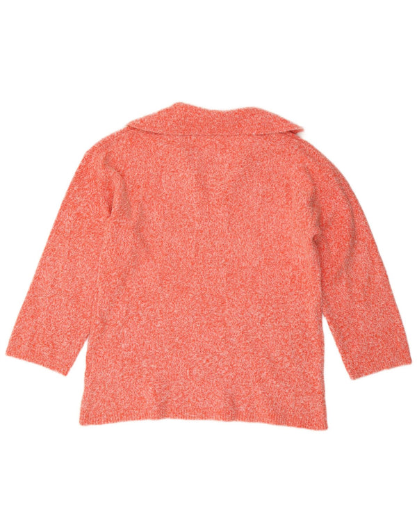 Zara Pull surdimensionné à col polo pour femme UK 10 Petit Orange Moucheté
