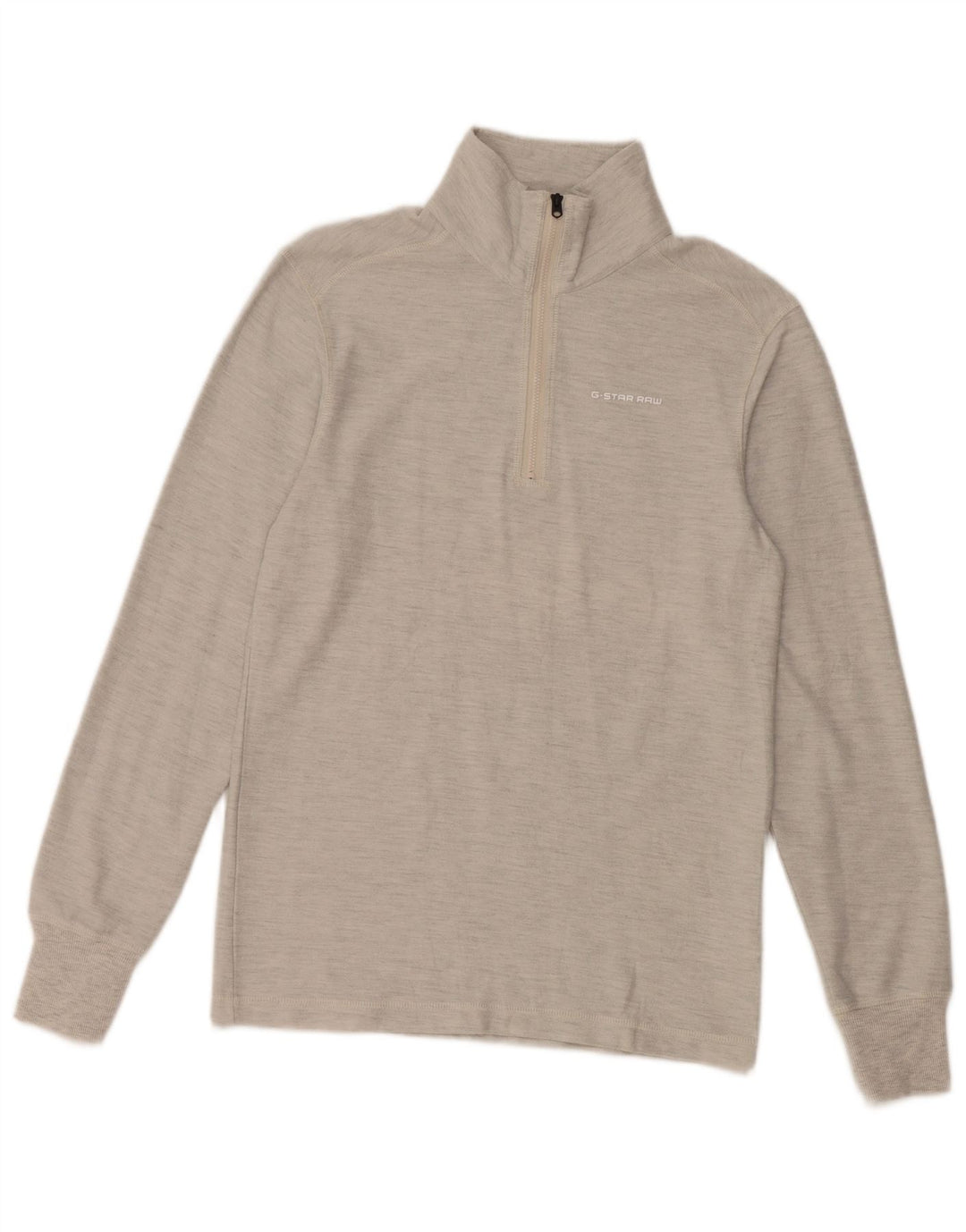 G-Star Mens Zip Top Long Sleeve Small Grey Flecked Cotton