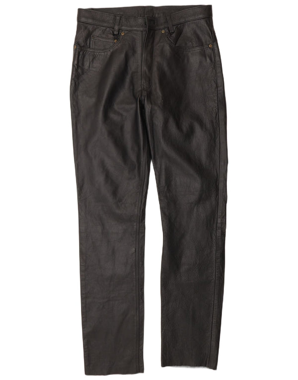 Vintage Mens Leather Trousers W34 L34 Black