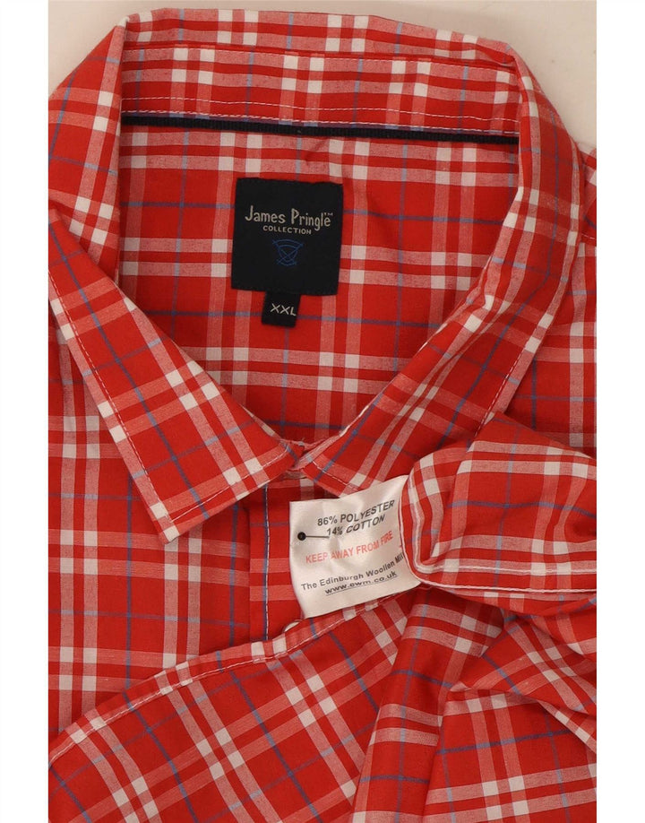 Camicia a maniche corte da uomo James Pringle 2XL Poliestere a quadri rossi