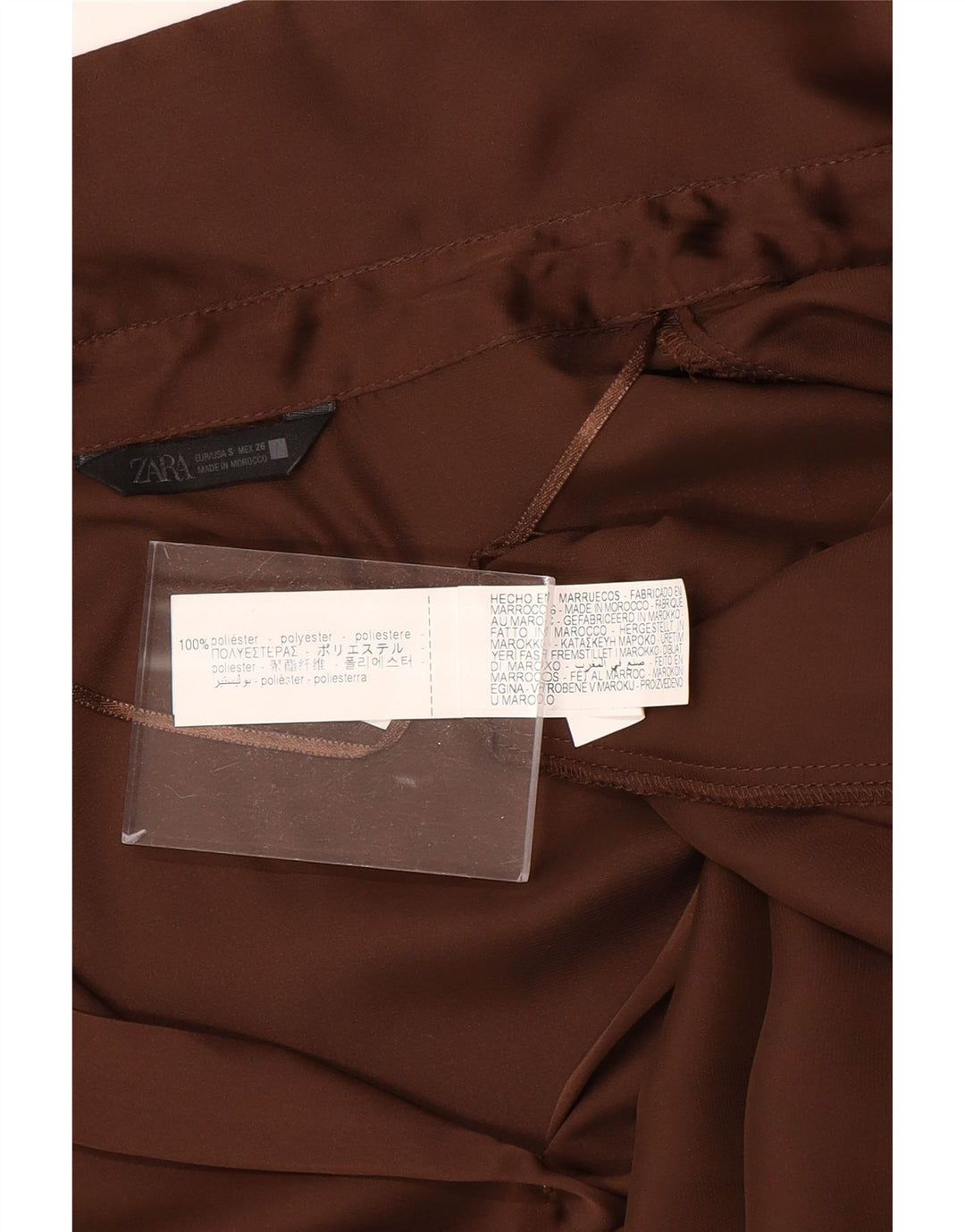 ZARA Womens Oversized Shirt Blouse UK 10 Small Brown Polyester