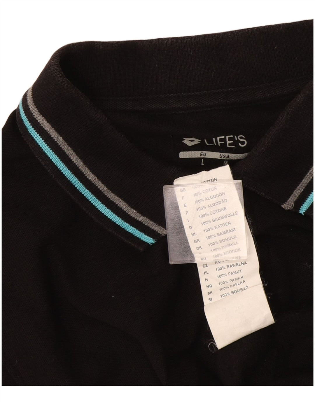 Lotto Mens Polo Shirt Large Black Cotton