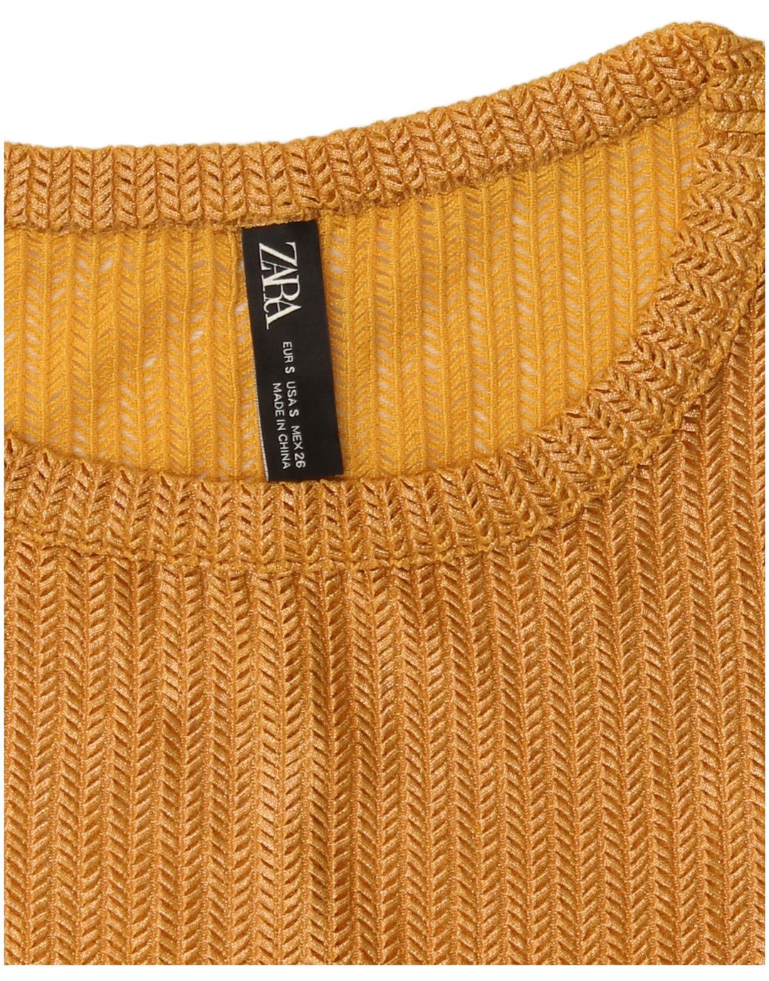 Zara Womens See Through Crop Top Long Sleeve UK 10 Small Gold