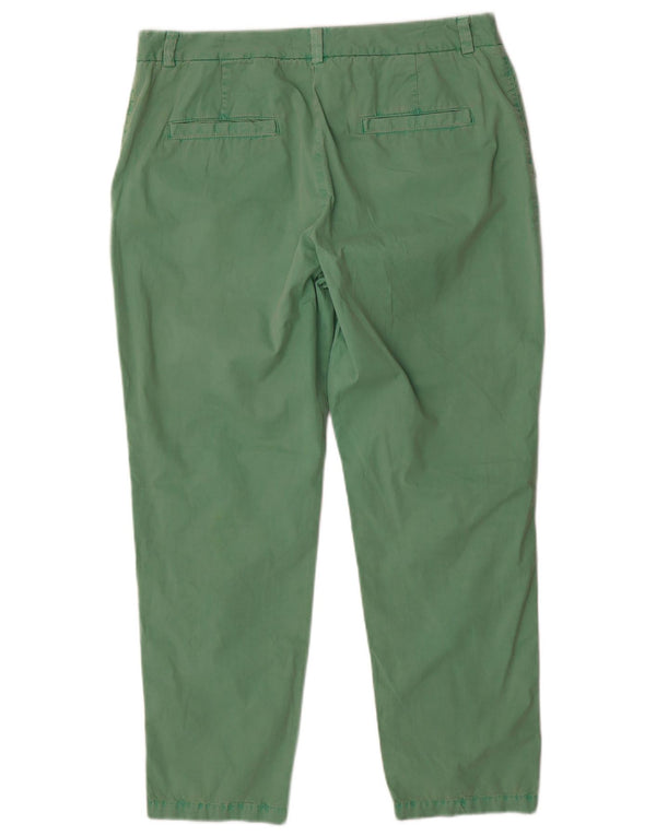 Marks & Spencer Womens Crop Chino Trousers UK 14 Large W34 L27 Green Cotton