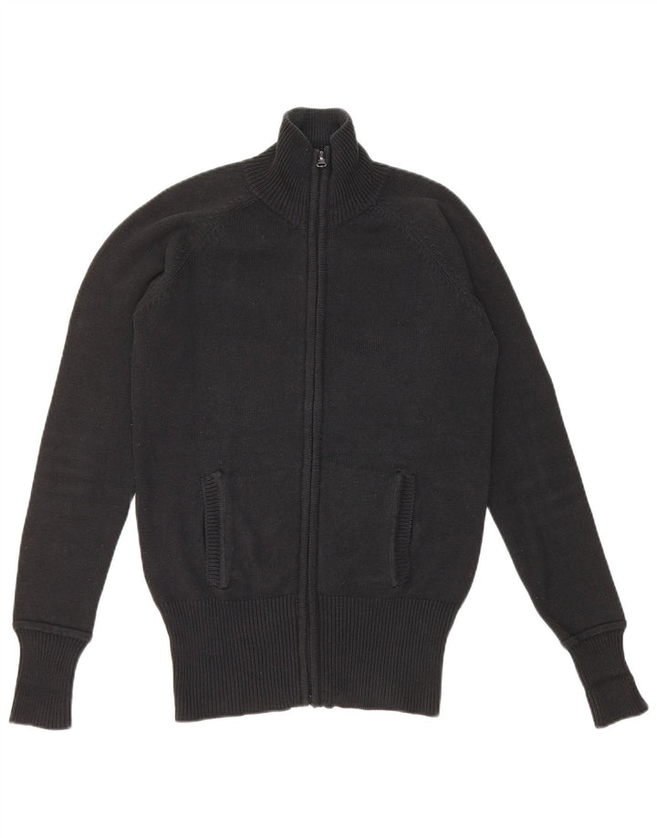 Zara Womens Cardigan Sweater UK 12 Medium Black Cotton