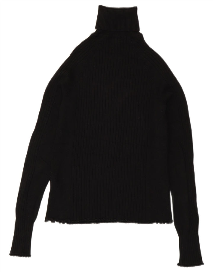 Zara Womens Roll Neck Jumper Sweater UK 8 Small Black Viscose
