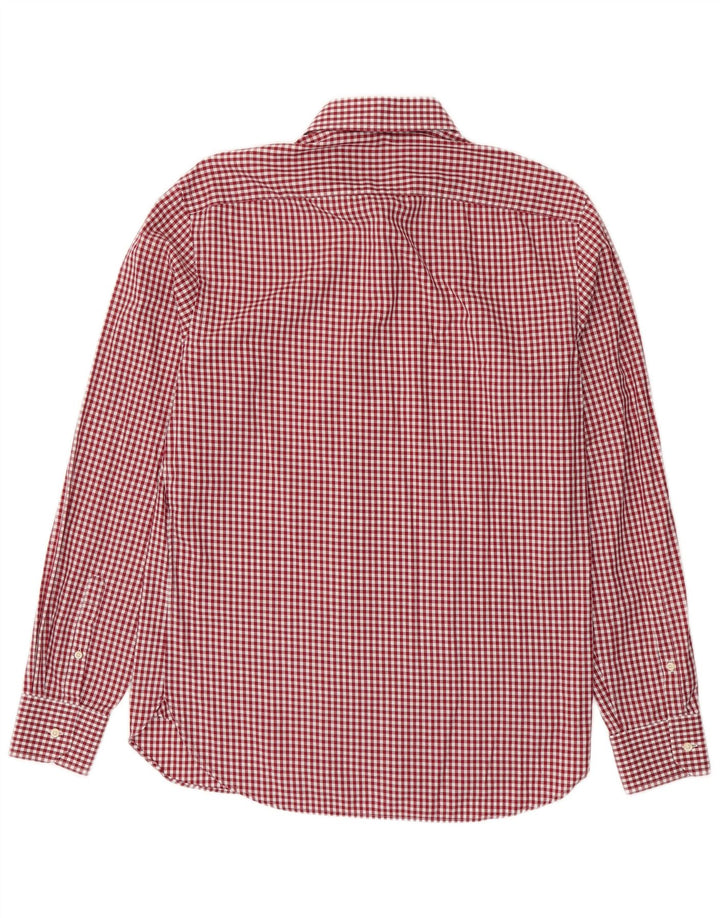 Boggi Herre Ternet Custom Fit skjorte størrelse 40 15 1/2 Medium Burgundy Gingham