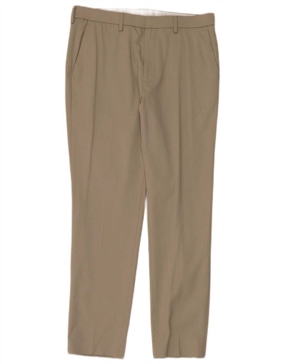 Marks & Spencer Mens Slim Chino Trousers W34 L31 Beige Polyester