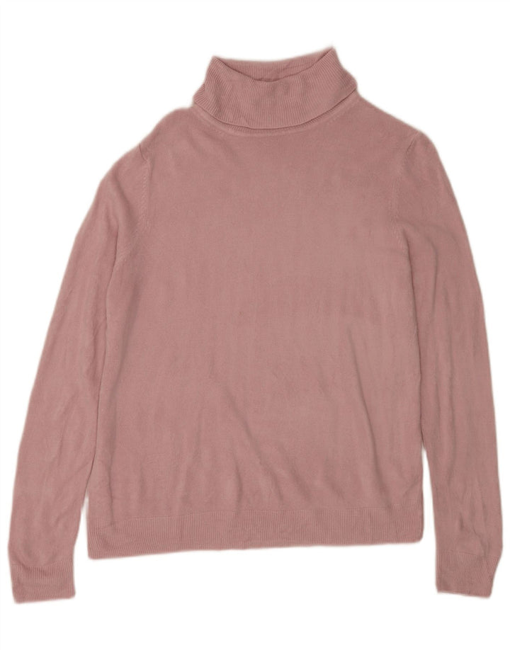 Marks & Spencer Womens Roll Neck Jumper Sweater UK 14 Medium Pink Acrylic