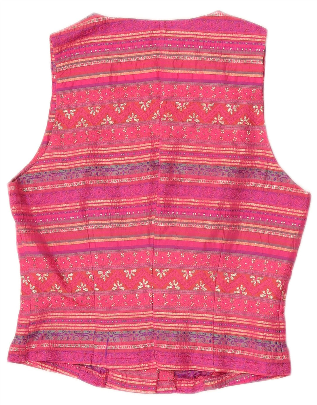 Vintage Womens Waistcoat IT 42 Medium Pink Striped Acetate