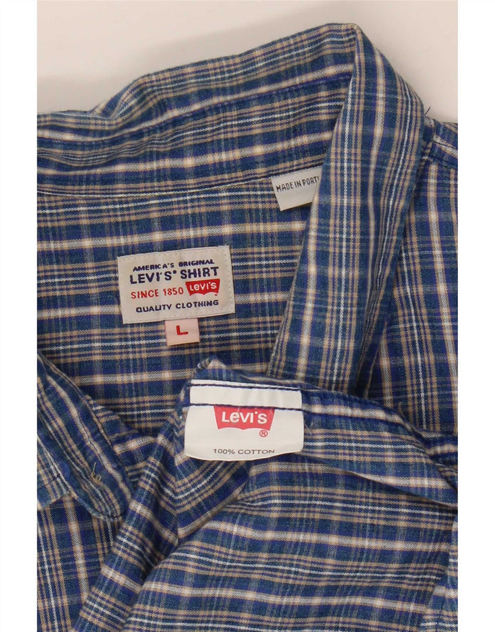 Levi's herreskjorte stor blå ternet bomuld