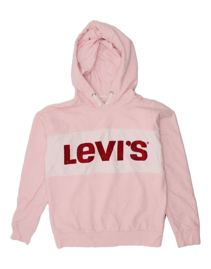 LEVI'S Girls Graphic Hoodie Jumper 15-16 Years Pink Cotton Vintage Levi's and Second-Hand Levi's from Messina Hembry 