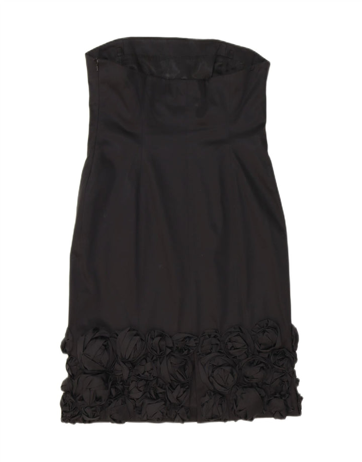 COAST Womens Strapless Dress UK 14 Medium  Black Floral Acetate Vintage Coast and Second-Hand Coast from Messina Hembry 