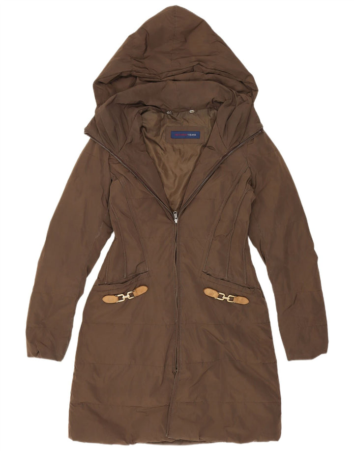Trussardi Wattierter Damenmantel mit Kapuze IT 40 Small Braun