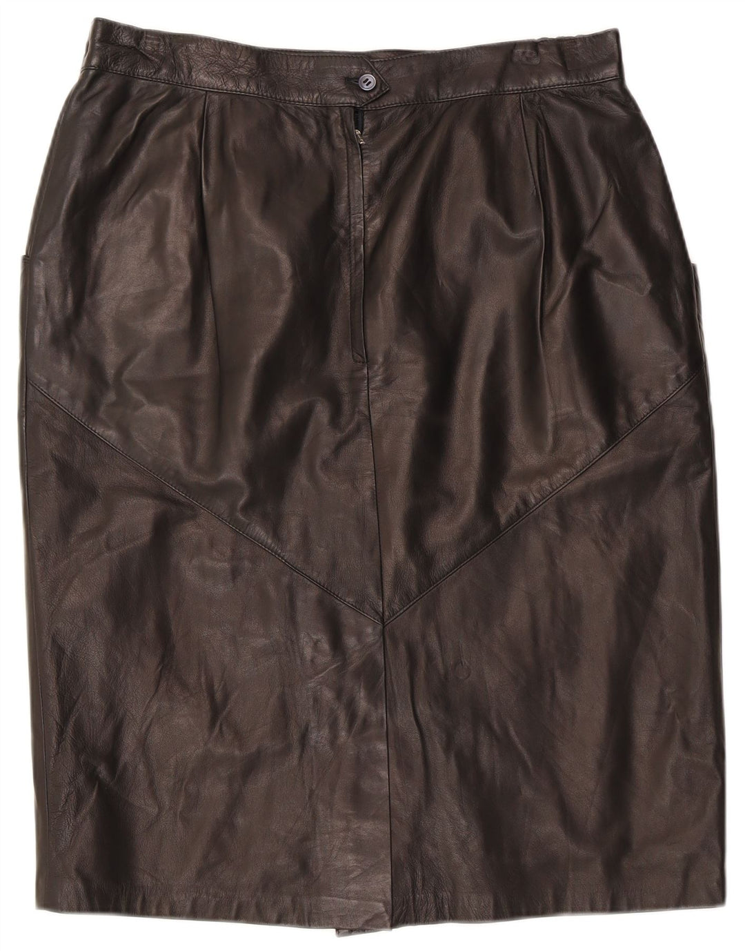 Vintage Womens Leather Skirt W32 Large  Black Leather