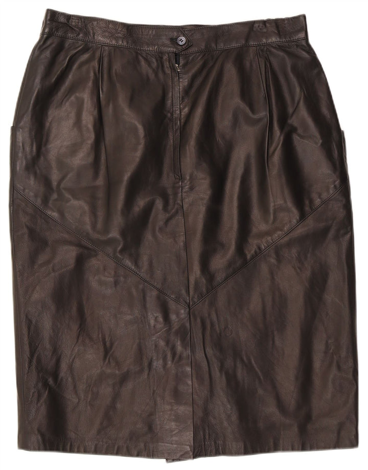 Vintage Womens Leather Skirt W32 Large  Black Leather