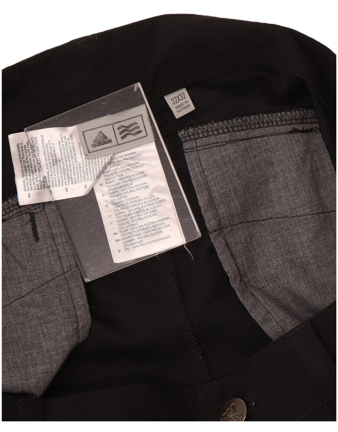 Adidas Mens Slim Chino Trousers W32 L32 Black Polyester