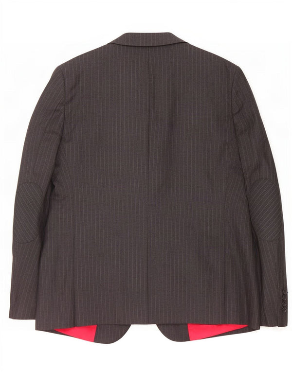 Tommy Hilfiger Mens 2 Button Blazer Jacket IT 56 3XL Grey Pinstripe