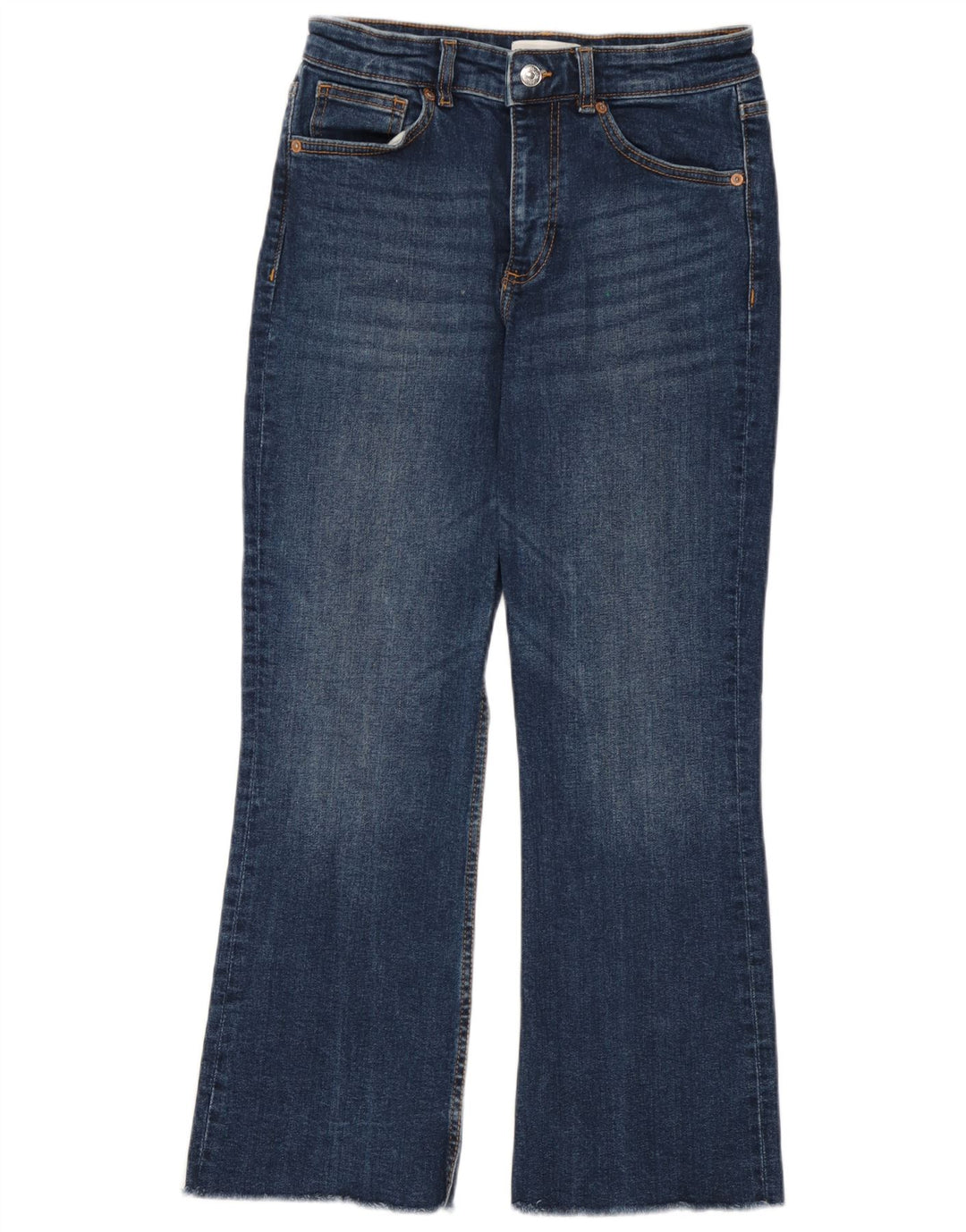 Zara Womens Crop Bootcut Jeans EU 38 Small W28 L26 Blue Cotton