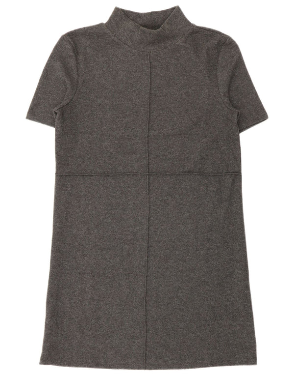 Zara Robe pull à manches courtes pour femme UK 10 Petit Gris Polyester