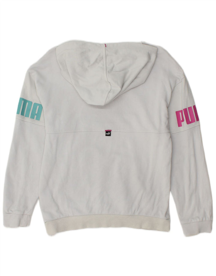 Jumper com capuz gráfico PUMA Boys 13-14 anos algodão branco