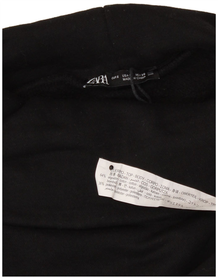 Zara Womens Oversized Crop Sweatshirt Jumper UK 10 Small Black Cotton