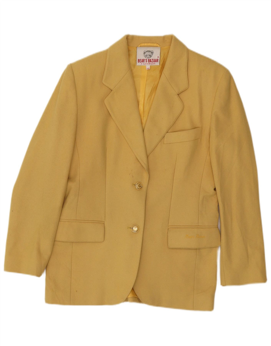 Laura Biagiotti Womens 2 Button Blazer Jacket IT 42 Medium Yellow