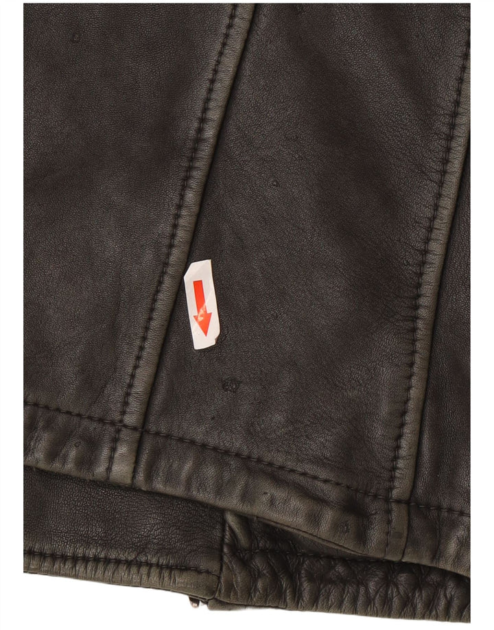 All Saints Chaqueta de cuero motociclista para hombre UK 36 Small Grey