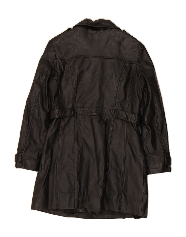 VINTAGE Womens Leather Coat UK 14 Medium Black Vintage Vintage and Second-Hand Vintage from Messina Hembry 