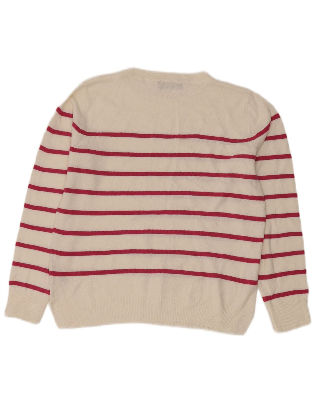 Marks & Spencer Womens Crew Neck Jumper Sweater UK 10 Small White Striped
