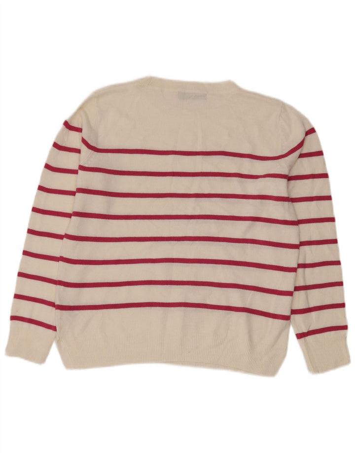 Marks & Spencer Womens Crew Neck Jumper Sweater UK 10 Small White Striped