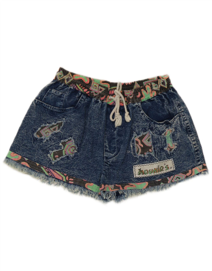 Vintage Womens Denim Shorts Medium W28 Blue Patchwork