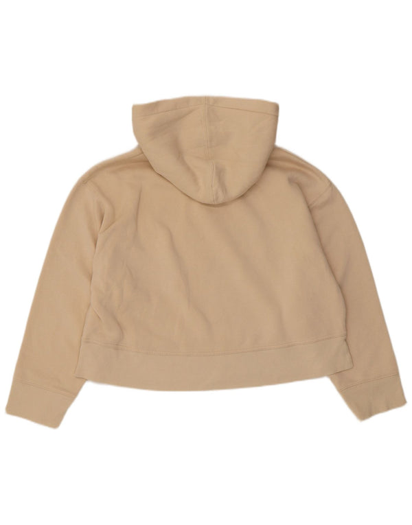 Zara Damen Crop Hoodie Pullover UK 16 Large Beige Baumwolle