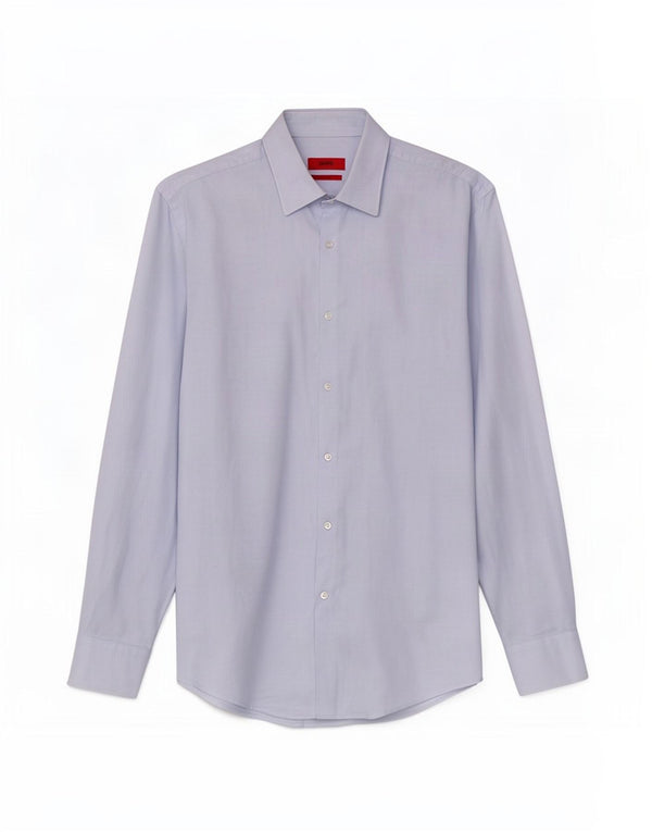 Camisa masculina Hugo Boss Slim Fit tamanho 39 15 1/2 algodão manchado azul médio
