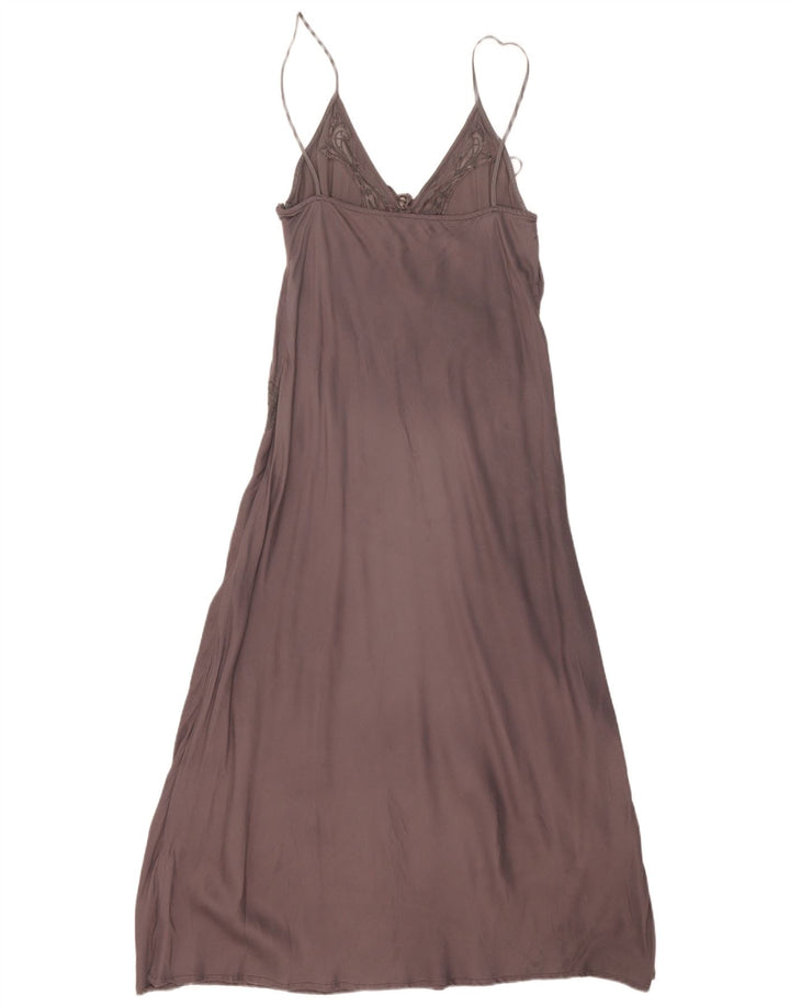 Zara Damen Maxi-Slip-Kleid UK 12 Mittelgraue Viskose