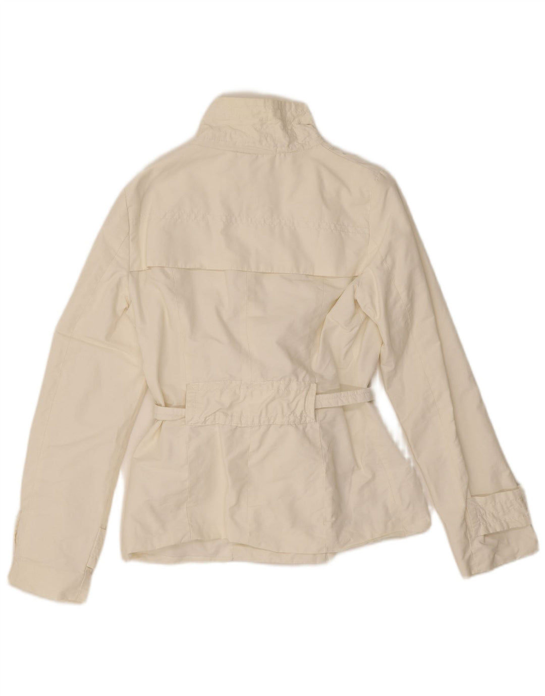 Zara Womens Short Trench Coat UK 10 Small White Cotton