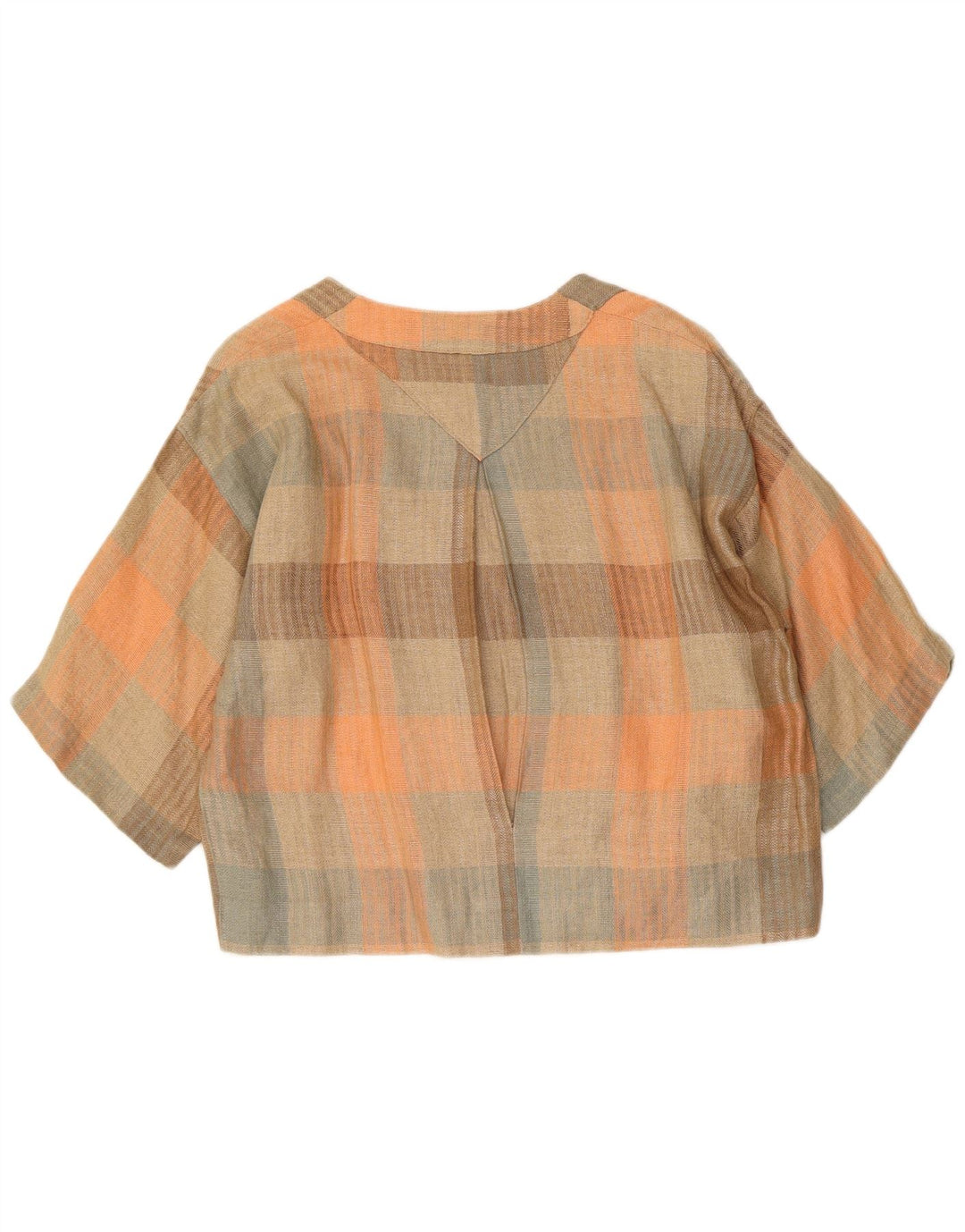 Vintage Womens Crop Shirt Blouse UK 16 Large Multicoloured Check