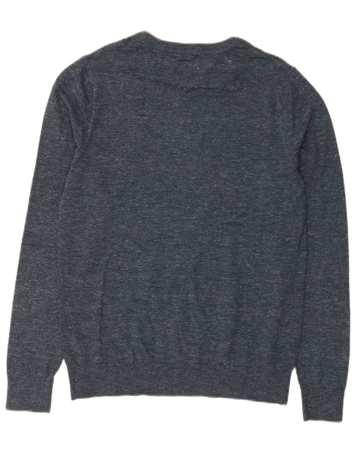 Tommy Hilfiger Mens Crew Neck Jumper Sweater Medium Navy Blue Flecked