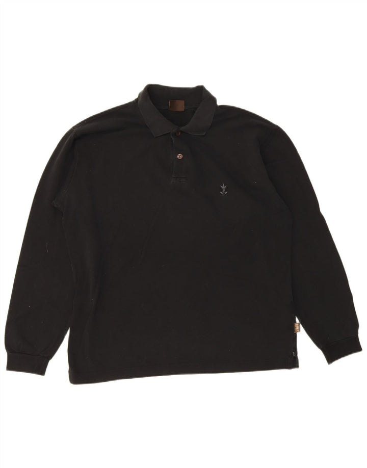 Rifle Mens Long Sleeve Polo Shirt Medium Black Cotton