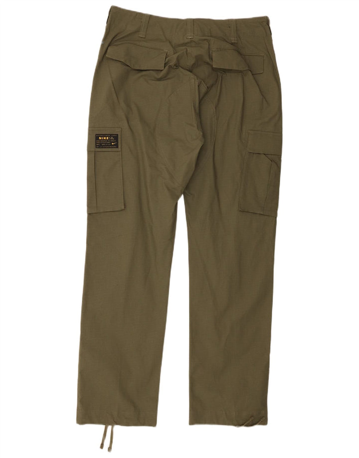 Nike Mens Straight Cargo Trousers W32 L30 Khaki Check Cotton