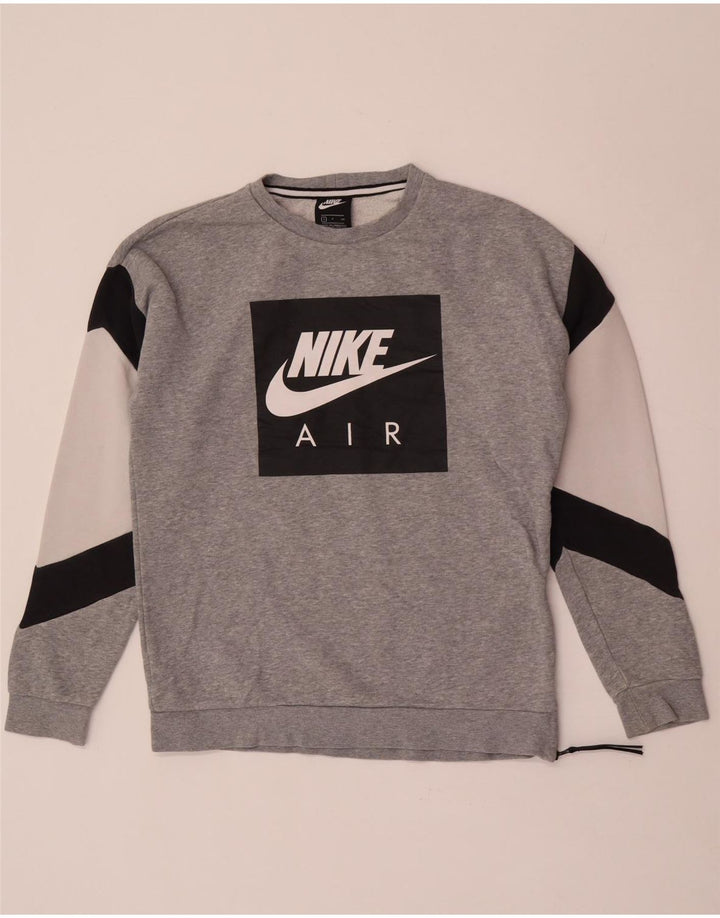 Nike grafisk sweatshirt til mænd, lille grå farveblok bomuld