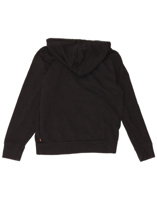 Levi's Womens Graphic Hoodie Jumper UK 14 Medium Black Cotton