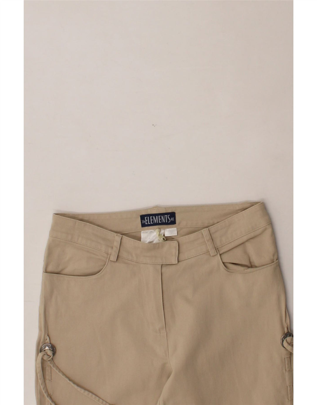 ELEMENTS Girls Bootcut Trousers 15-16 Years W26 L29 Beige Cotton Vintage Elements and Second-Hand Elements from Messina Hembry 