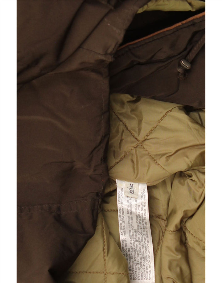 MASSIMO DUTTI Womens Hooded Windbreaker Jacket UK 14 Medium Khaki Cotton