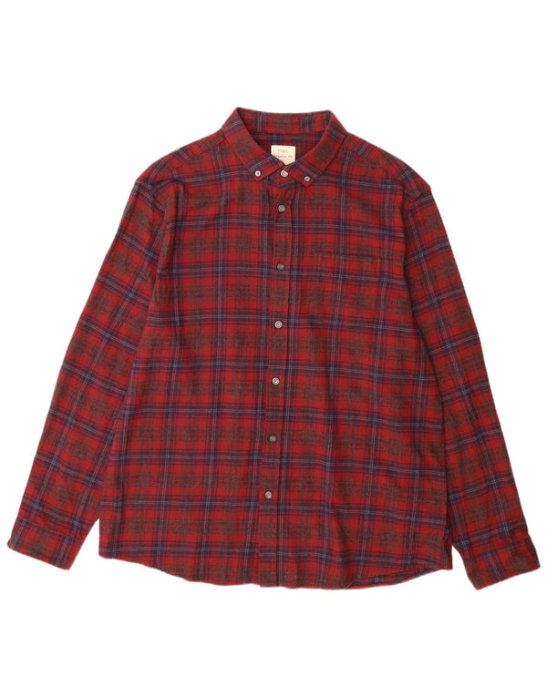 Camisa masculina de flanela Marks & Spencer Regular Fit XL de algodão xadrez vermelho