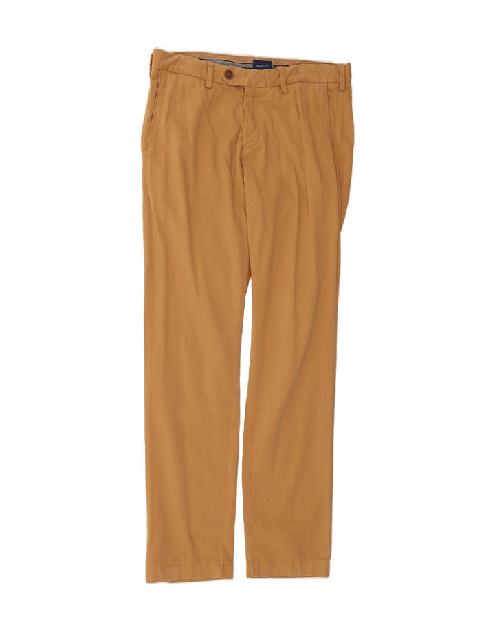 GANT Mens Slim Suit Trousers W33 L34 Brown Cotton Vintage Gant and Second-Hand Gant from Messina Hembry 