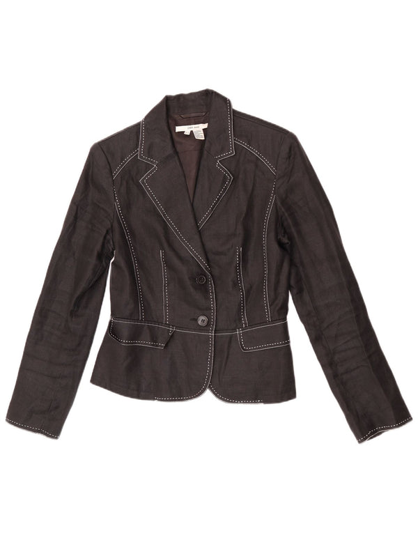 Zara Γυναικείο τζάκετ μπλέιζερ με 2 κουμπιά EU 40 Medium Black Ramie