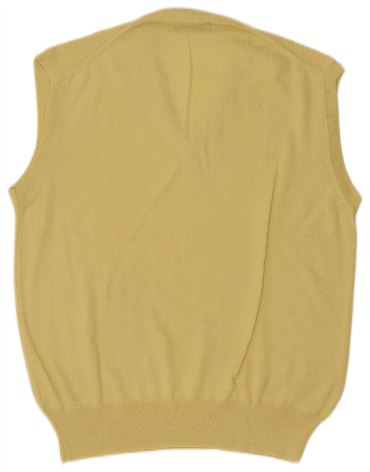 Vintage Mens Vest Tank Top IT 50 Medium Yellow Wool