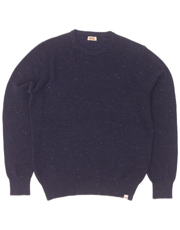 Maglione maglione girocollo da donna Rifle UK 18 XL Acrilico screziato blu navy