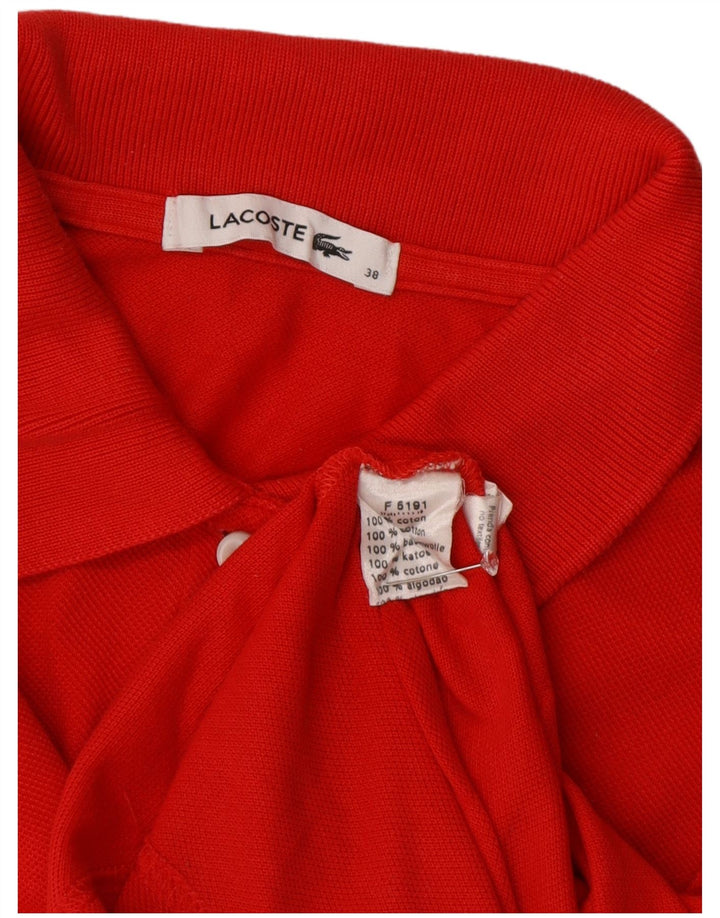 LACOSTE Womens Polo Shirt Size 38 Medium Red Cotton